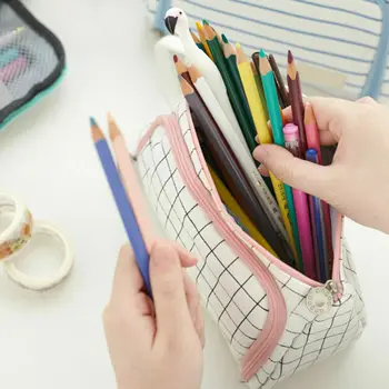 Stor Kapacitet Canvas Cosmetic Tasker Tilfælde Pen Box Skolens Brevpapir Cosmetic Bag