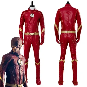 Sæson 4 Barry Allen Flash Cosplay Kostume Outfit Voksne Mænd, Halloween, Karneval Kostumer Custom Made