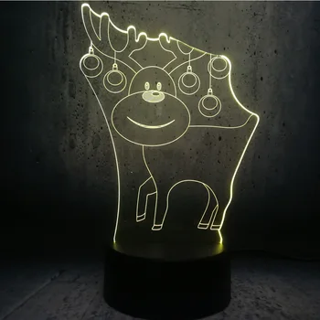 Sød Rensdyr 3D USB-LED-Lampe Farver Skiftende Jul Romantisk Bruser RGB Nat Pære dejlige børn lampe