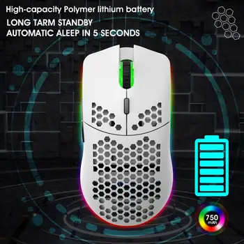 T66 Honeycomb Let RGB-Baggrundsbelyst 2,4 GHz Trådløs Mus til hjemmekontoret USB-Genopladelige Bærbare Desktop Mus