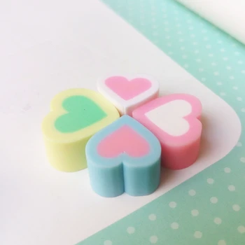 Tanduzi 100pcs Engros hjerteformet Polymer Cabochonslebet Skumfidus Ler Cotton Candy DIY Japansk Deco Dele Ler Håndværk