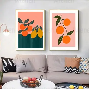 Tegnefilm Citrus Plakat Lærred Maleri Frugt, Orange Mango Væggen Billedet for Stue Spisestue Indretning Hjem Vægmaleri