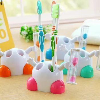 Tegnefilm timeglas tandbørsteholder badeværelse tandbørsteholder børn børste-timer timing 3 minutter kreative smykker