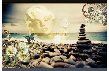 Tilpasset 3d-foto i 3d tapet vægmaleri tapet Romantisk strand småsten Monroe ' s hjerte, stue dekoration