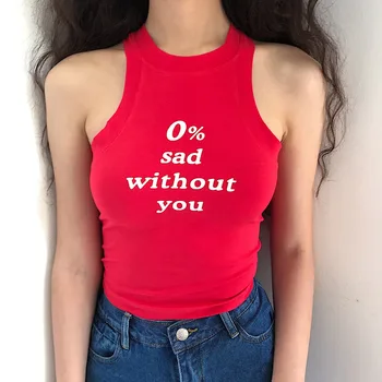 Trist, uden at du Red Cropped Top uden Ærmer Shirts, Tee 2019 Sexede Kvinder Mode Nye Tank Tops Camis
