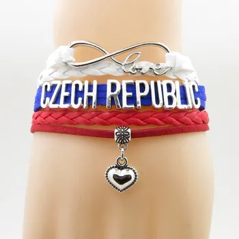 Uendelig kærlighed tjekkiet Armbånd med hjerte vedhæng elsker mit fædreland, tjekkiet Flag smykker armbånd til kvinde og mand
