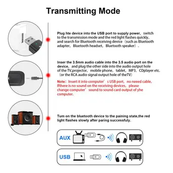 USB Bluetooth-5.0-Adapter 3,5 mm AUX BT Audio Receiver Transmitter Til Bilen TV-Højttaler 3-I-1-Bluetooth-Adapter
