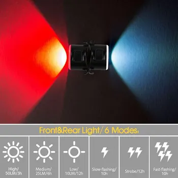 USB-Genopladelige Cykel Lys Sæt Vandtæt Lithium Batteri Super Lyse Bageste LED Cykel Lys Med 6 Lys-Tilstand