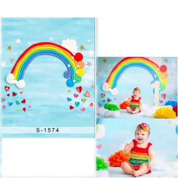 Vinyl klud Fotografering Baggrund For Party Rainbow Baggrunde for nyfødte Børn foto studio