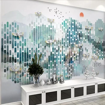 Wellyu Brugerdefinerede baggrunde, 3d nye Kinesiske обои abstrakte blæk landskab geometriske dekorative maleri wall paper 3d-papel de parede