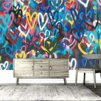 Wellyu tapeter home decor Brugerdefineret baggrund Akvarel kærlighed form doodle tapet tapet wall sticker baggrund væggen