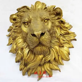 West Kunst ren bronze skulptur udskæringer hård rovdyret løvehoved statue Have Dekoration ægte Messing Bronze