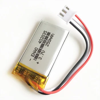 Wholesal 402035 3,7 V v 250mah lithium polymer Genopladeligt batteri JSO XHR 2,54 mm 3pin stik Lipo celler til MP3-GPS-headset