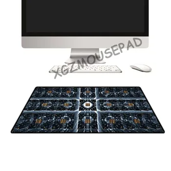 XGZ Stor musemåtte Udsøgt Lock-Edge HD Black Cool Kvadratisk Matrix Computer Bord Mat Naturlig Gummi, Non-slip Stribe Bunden