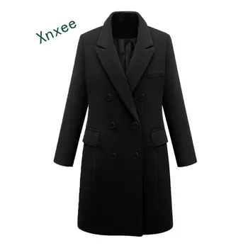 Xnxee 2019 Nye Ankomst Efterår og vinter fashion kvinder uld frakke dobbelt breasted pels elegante cocoon uld lang frakke toppe
