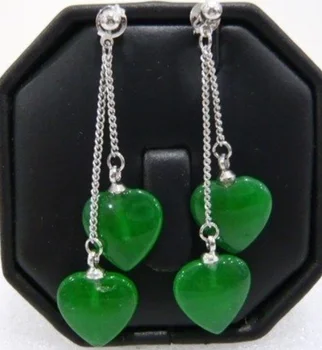 Ædle Smykker Hjerte Form grøn Jade Earings naturlig Luksus Ms pige Bryllup Smykker
