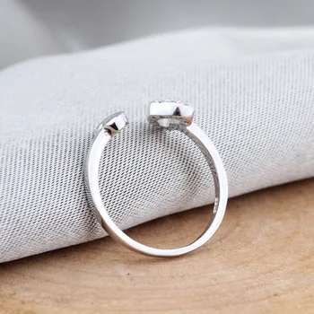 Ægte S925 sterling sølv ring kvindelige åbning simple Japanske og koreanske kærlighed zircon ring egnet til engagement