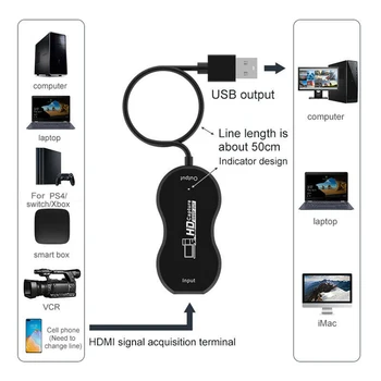 Новогодние подарки 2021 new Høj kvalitet HDMI til USB 3.0-Audio Video Capture Card Game Transskribere Værktøjer Adapter Konverter